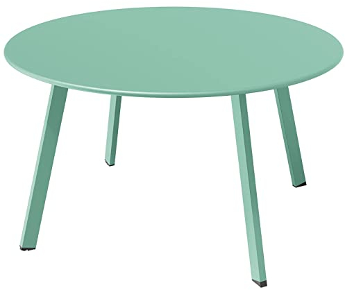 Grand patio Table Basse, Café Table, Acier de Première Qualité, Poids Léger, Table D’appoint Ronde latérale pour Bureau, Balcon, Cuisine et la Chambre (Menthe Verte)