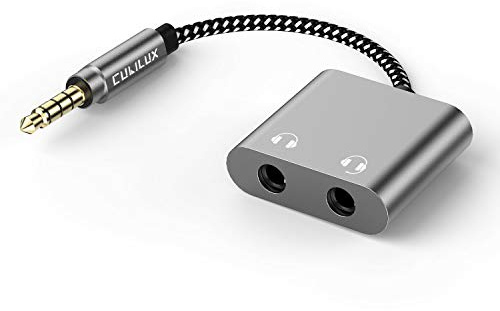Cubilux 3,5 mm Kopfhörer Splitter für 2 Personen, TRRS Stereo Y Adapter | AUX Audio Verteiler mit zwei 3,5 mm TRRS Buchsen, eine Buchse unterstützt Headset Mikrofon und Tasten
