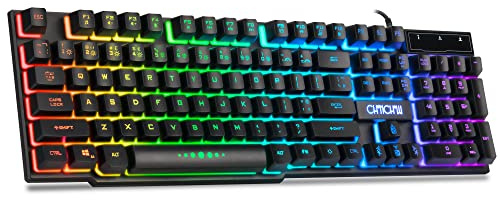 CHONCHOW Wired Gaming Keyboard for Mac PC PS5 PS4 Xbox One Gamers, RGB Backlit LED Mechanical Feel Keyboard with Multimedia Keys Number Pad, 104 Keys USB Desktop Computer Windows Keyboard (Black)