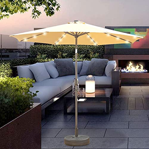 0℃ Outdoor Ombrellone con 32 LED Luci Solari 2,7 M, Ombrellone da Giardino Esterno con Inclinazione, Ombrellone in Alluminio per Veranda Cortile Piscina Terraze Bar Hotel Balcone,Cachi