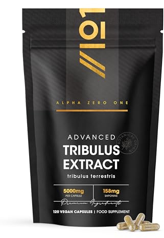 Tribulus Terrestris Extract 5000mg – High Strength 95% Saponins - 120 Vegan Capsules (4 Months Supply) - Resealable and Recyclable Pouch – By Alpha01