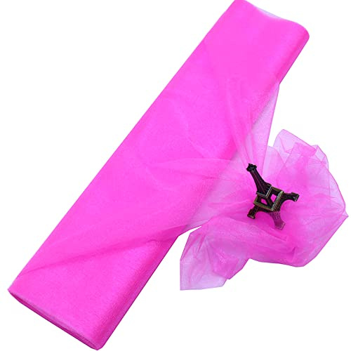 Duories Organza Dekostoff 48cm x 10m, zum Nähen Brautschleiern,Petticoats,Röcken,Organzastoff Dekoband für Hochzeit Party Bankett Deko Tischläufer Geschenk-Schleife DIY Handwerk Weihnachten Deko,Rosa