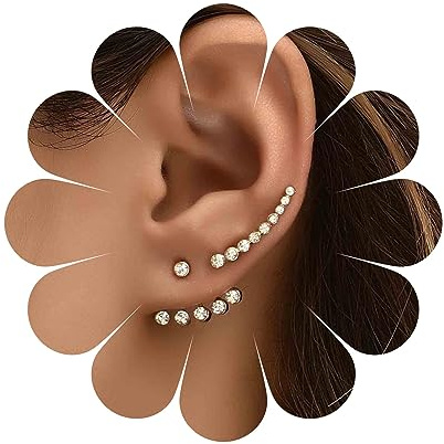 Yheakne Boho Kristall Ohr Jacke Ohrringe Gold Strass Ohrclimber Cz Crawler Kubischen Kristall Klettern Schmuck Für Frauen Und Mädchen (Gold)