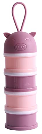 Multifunktionaler Säuglingsmilchpulver-Verteiler 4-lagiger Tragbarer Milchpulverspender-Behälter Baby-Fütterungs-Reise-Aufbewahrungsbehälter-Kasten (Pink)