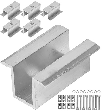 Mittelklemme für Solarmodul, 6 Pack, für 25-40 mm Modulhöhen mit 20 mm Modulabstand, aus Aluminium, inkl. Befestigungszubehör, PV Modul Halterung, Solarpanel Halter Klemme, Photovoltaik Modulklemme