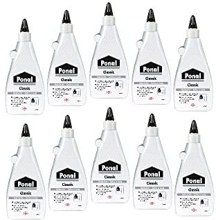 Ponal Classic, gebrauchsfertiger Holzleim mit hoher Verleimungsfestigkeit, Holzkleber für Montage-, Flächen- & Fugenverleimungen, transparenter Bastelleim, 10x550g