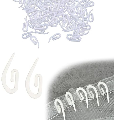 ZKSXOA 200 Piezas Deslizadores de Cortina Ganchos Deslizantes para Cortinas con Ganchos Plegables para Ganchos de Riel de Cortina con un Diámetro Interno de la Pista Superio