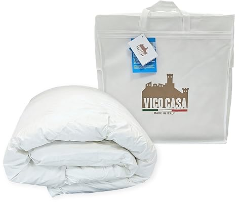 Vico Casa FIOCCO Piumino letto matrimoniale MADE IN ITALY in piuma d’oca, 5punti di calore anallergico/Piumone invernale soffice 250x200cm, fodera in cotone alta qualità con 233 fili/cm²