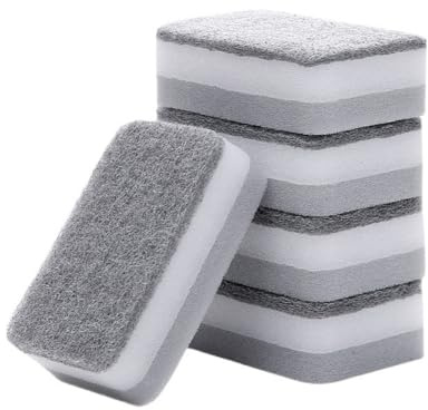 lasenersm 10 Pieces Dishwashing Sponge Kitchen Dishwashing Sponge Non Scratch Scouring Pad Non-Scratch Scouring Pad Non Scratch Sponge Double-Sided Cleaning Sponge Non-Scratch Scrub Sponge, Grey