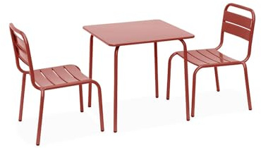 sweeek - Tisch 48x48cm mit 2 Stühlen für Kinder, für draußen geeignet - Anna