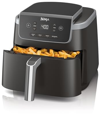 Ninja AF141 Air Fryer Pro 4-in-1 with 5 QT Capacity, Air Fry, Roast, Reheat, Dehydrate, Air Crisp Technology with 400F for hot, crispy results in just minutes, Nonstick Basket & Crisper Plate, Grey
