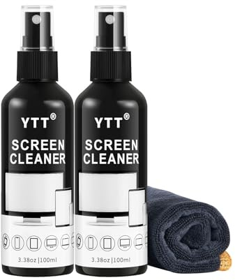 Screen Cleaner Spray Kit (2X) - TV Screen Cleaner Spray and Microfiber Cleaning Cloth, Computer Screen Cleaner for LCD LED OLED TV, Car, Smartphone, iPad, Laptop, iPhone, MacBook (2 Pack)
