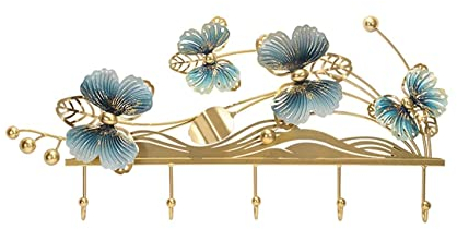 Garderobenständer zur Wandmontage, Kleiderhaken, Garderobenständer zur Wandmontage, Golden Garden Butterfly, Wandgarderobe für Mäntel, Hüte, Handtücher, Geldbörsen, Bademäntel, Wandhaken, Kleiderhake