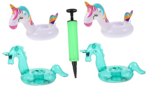 TOYANDONA 4stücke Aufblasbare Getränkehalter Kreative Schwimmende Becheruntersetzer Mit Pumpgerät Für Partys Pool Und Strand Tierdesign Robustes Einfach Zu Verwenden