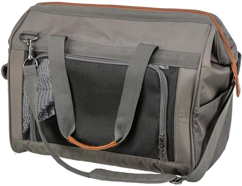 TRIXIE Hunde-Transporttasche Finlay, klein – 43 × 26 × 32 cm, grau | Komfortable Tasche zum sicheren Tragen – angenehm gepolstert, ideal für unterwegs, Auto und kurze Reisen