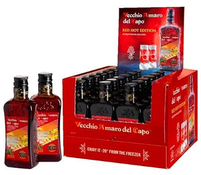 Vecchio Amaro del Capo Edizione Red Hot, Liquore Piccante, 50ml x 24