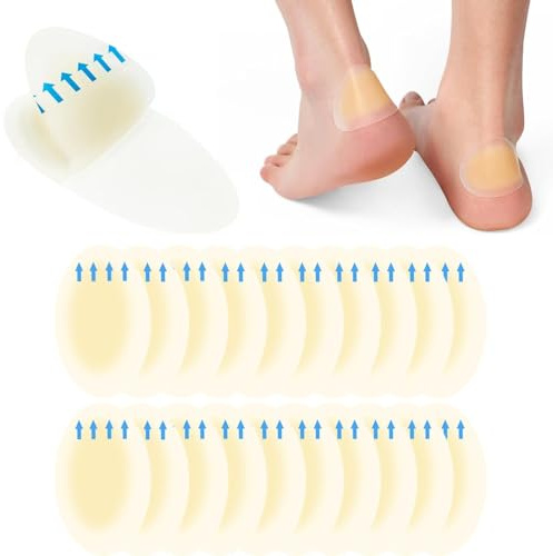 20 Pieces Blister Plasters for Feet,Invisible Hydrocolloid Gel Water Resistant Blister Bandages.Waterproof Blister Protector Blister Cushions for Heel, Toe & Foot, Faster Healing Wound. (Heel Pads)