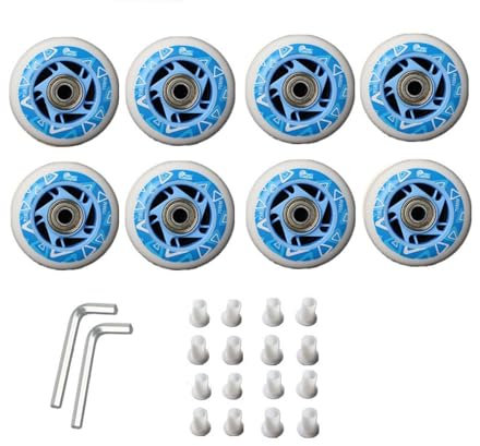 Generisch Indoor/Outdoor Rollschuh Räder 85A 64 mm 68 mm 70 mm Inlineskate Räder mit Lagern Inline Ersatzräder für eine sanfte und schnelle Fahrt für Teenager (blau 64 mm)