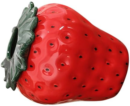 TOPBATHY Vase Décoratif à Fraises en Céramique Rouge, Petit Vase Floral Moderne, Décoration De Bureau Et Maison, Adapté Aux Fleurs Fraîches Et Séchées, Design Original pour Étagère Ou Table