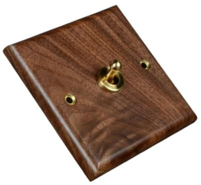 KESOTO Interruptor de Luz, Panel de Madera, Diseño de Palanca en Latón, Placa para Pared, Palanca única