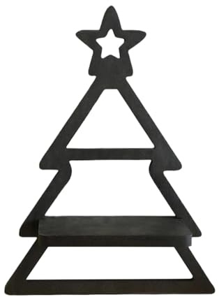 Estantes para árbol de Navidad, estantes de pared de madera, estante de almacenamiento de pared, estantes de pared en forma de árbol, decoración de pared de 29,8 x 22 cm, para dormitorio, baño y sala