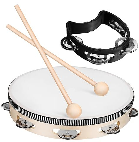 Generisch 1 Satz Holz + Polyesterharz + Metall Spielzeugtrommel Tamburine Für Erwachsene Tamburin Instrument Kunststoff Erwachsene Tamburine