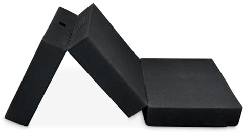 Duérmete Online - Colchón Plegable Eureka para Invitados con Cierre y Asa, Espuma de Gran Densidad y Funda en Tejido Transpirable Gris Oscuro, Desenfundable