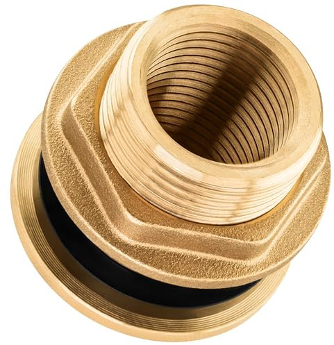 Poppstar Raccordo per cisterna di acqua piovana, 3 parti, connessione serbatoio pioggia filetto interno 1/2 (19mm), ottone, guarnizione inclusa