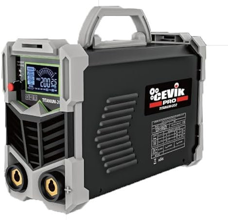 CEVIK PRO CE-TITANIUM162 - Soldador Inverter MMA con Máscara de Soldadura y Portaelectrodo - 160A 60% 230V - Electrodos hasta 4mm - Display Digital - IGBT - Conectable a Generador - Máquina Soldar Pro