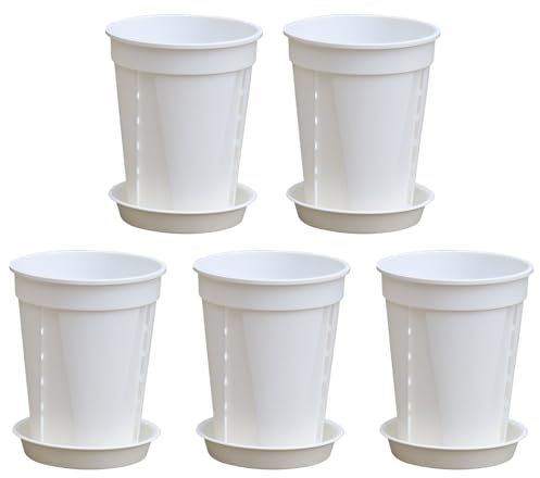 Vaso da fiori | Vasi per piante da interno – 5 pezzi contenitori scatola crescere con vassoi per esterni balcone portico finestra patio esterno