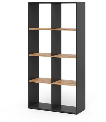 Vicco Raumteiler Scutum, Anthrazit/Goldkraft Eiche, 143 x 72 cm | zur Nutzung als Raumteiler oder offenes Bücherregal