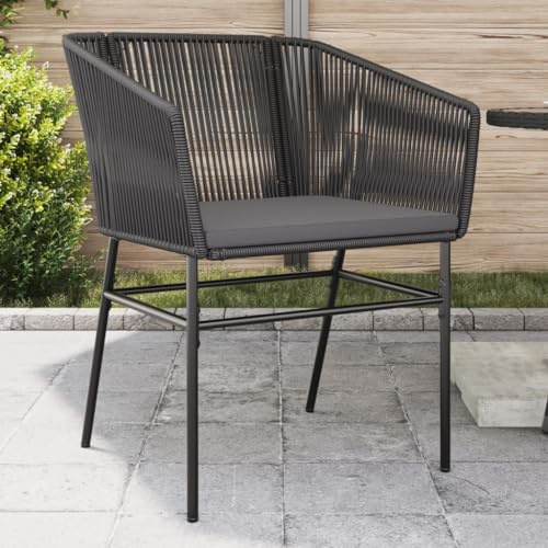 QZZCED Gartenstühle 2 STK. mit Kissen Schwarz Poly Rattan Gartenmöbel Terrassenstühle für Innenhöfe