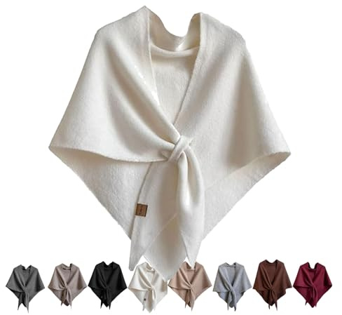 Generisch 2025 Neue Pashmina-Schalwickel für Damen, einfarbig gestrickte Dreiecks-Wollschal-Pulloverwickel für Damen für den warmen Winter