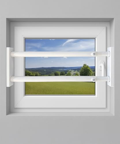 Einbruchschutz Hausen Fenstersicherung 2-fach – Einbruchschutz Teleskopstange mit Druckschloss | Edelstahl oder Weiß | Länge 600–1800 mm | Sicherungsstange für Fenster & Türen (Weiß, 1000-1800)