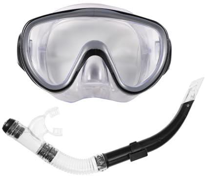 Gatuida Set Maschera Da Snorkeling e Boccaglio in Silicone Morbido Maschere Da Sub Lente in Vetro Temperato Antiappannamento Attrezzatura Per Lo Snorkeling Adulto Design Ergonomico