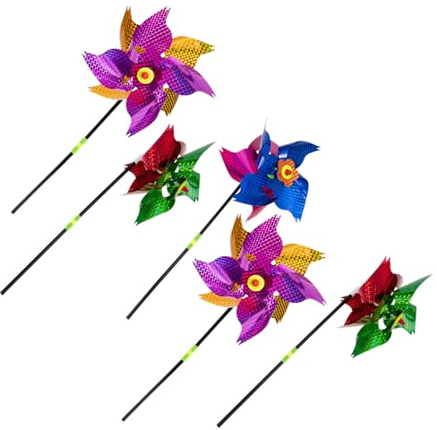 BIUDECO 5 pièces Moulin à Vent Anti-Oiseaux Éolienne Réfléchissante pour Jardin Extérieur Ferme et Verger Dispositif Léger pour Repousser Les Pigeons Efficacement