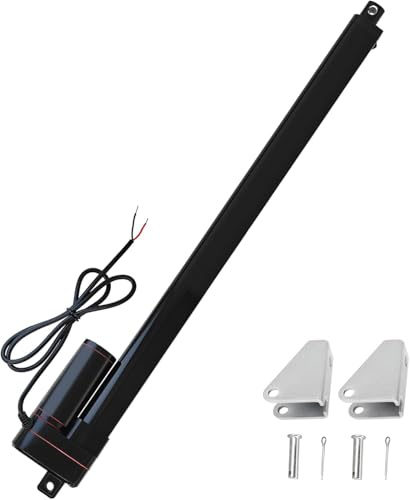 Jvnvlki 450 mm, hub 400N IP65, vattentät linjär ställdon 12 V, linjär actuator, linjär motor, 34 mm/s med monteringsfäste för lyftarmdörr, skåp, fönsteröppnare, dörröppnare, hemautomatisering