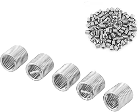 Badafaci 100 Pièces Inserts Filetés en Acier Inoxydable 304 M8 X 1.25 X 2D Bobine de Vis Hélicoïdale avec Force de Connexion Améliorée