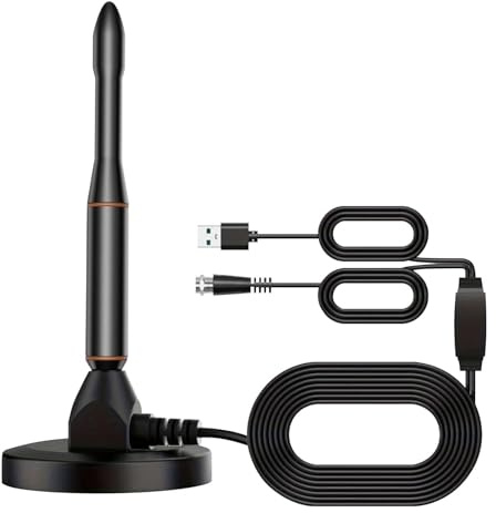 2026 Antenne TV IntéRieur Puissante, CâBle Coaxial De 5m,Chaînes Locales Gratuites 500km Réception Longue Portée à 360°,Compatible avec 4K 1080P et Tous Les TV