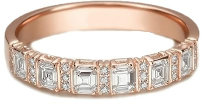 Ayoiow Trauringe Gold 585 für Damen, Moissanit Eternity Band Vorsteckring Gold 585 Ehering für Sie, 14 Karat Roségold Größe 60 (19.1)