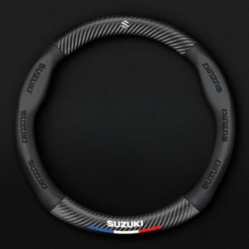CHANGNIANFA Coprivolante per Suzuki Ignis 3 (III) MF I 2016-2024, Protezione Volante Rivestimento Volante Sterzo Volante Accessorio Volante Copertura Volante Fascia Volante,Black-Circular