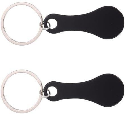 SUPVOX Stainless Steel Shopping Trolley Tokens Key Ring, Portable 2pcs Outdoor Cart Coin Keychain for Grocery Shopping
