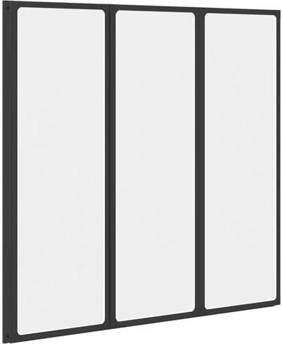 Duschvägg svart 120 x 2 x 117 cm aluminium och PP matt duschavskiljare vikbar med gummitätning för badrum, hörningång, nisdörr, stänkskydd och vattenavvisande