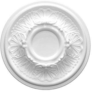 MARBET DESIGN Stuckrosette R-17 Ø 28cm EPS Styropor - Deckenrosette, Zierelement, Stuck (weiß) Wanddeko Wohnzimmer Decke Polystyrol rund