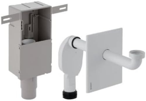 Geberit - Sifón Empotrado Geberit Para Lavabos, Con Caja De Montaje De Pared Y Embellecedor, Salida Horizontal: D50-56Mm G1 1/4 D1=32Mm Blanco Alpino (151.120.11.1)
