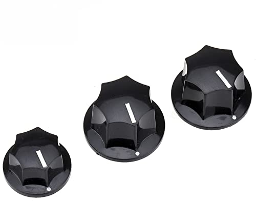 Musiclily Pro Imperial Zoll J-Bass Potiknöpfe Knobs Set für USA Fender Jazz Bass,Schwarz(3er Set)