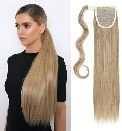 Silk-co 58cm-Coda di Cavallo Extension Finta Coda Capelli Lisci Ponytail Extension Parrucchino Capelli Coda–Cenere Mix Biondo Sbiancante