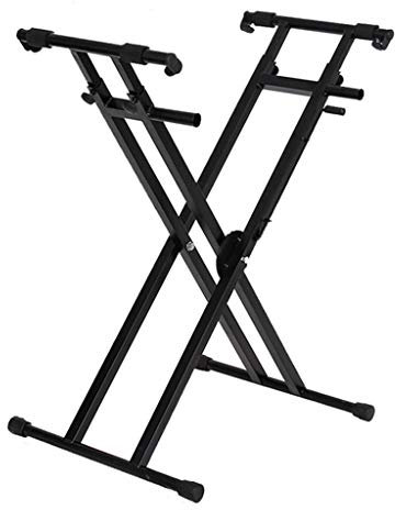 Keyboardständer Piano Stand Synthesizer Stand Piano Room X-förmiges Doppelrohr-Regal Geeignet for Klavier Mit 61 Tasten Und 88 Tasten (Color : Black, Size : High 115cm)