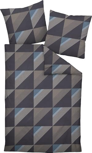 Janine Mako-Satin-Bettwäsche J.D. 135x200 cm + 80x80 cm nachtschattenblau