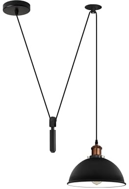 DC Voltage Vintage Industrielle schwarze verstellbare Deckenpendelleuchte, Hängelampe für den Innenbereich für Bauernhaus-Esszimmer, Küche, Flur (mit Glühbirne)